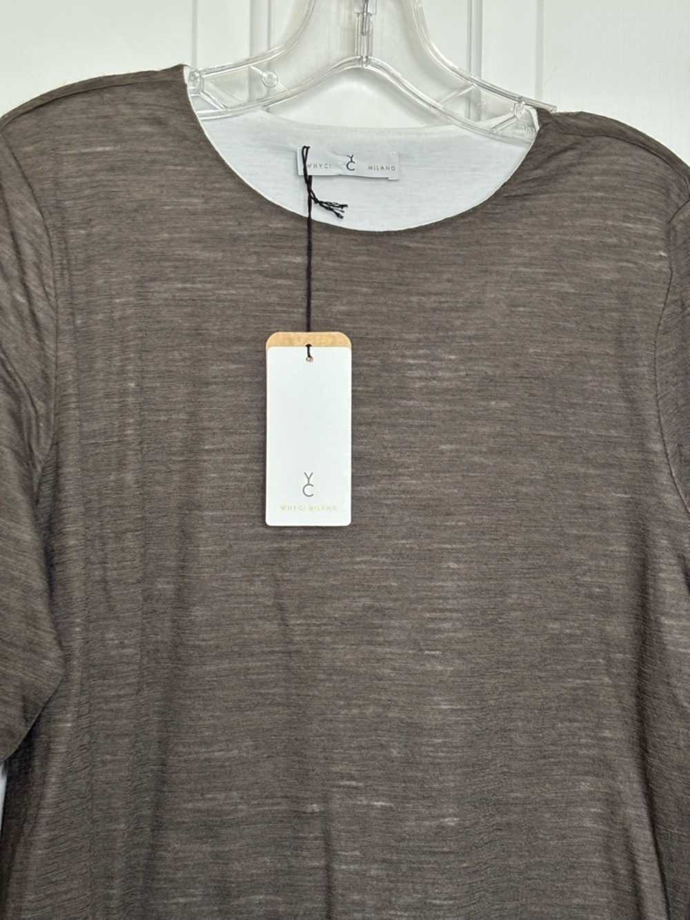 NWT YC Womens Wool blend Long Sleeve Layered Hem Top - Brown/white Sz 4,6 and 10 - Picture 2 of 15